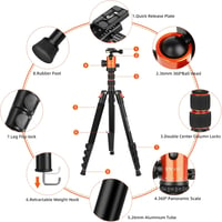 VICTIV 205 cm Professzionális Kameraállvány, Alumínium DSLR Tripod, 360° Gömbfejjel, 10 kg Teherbírással, Levehető Monopod, Hordtáskával - N 7