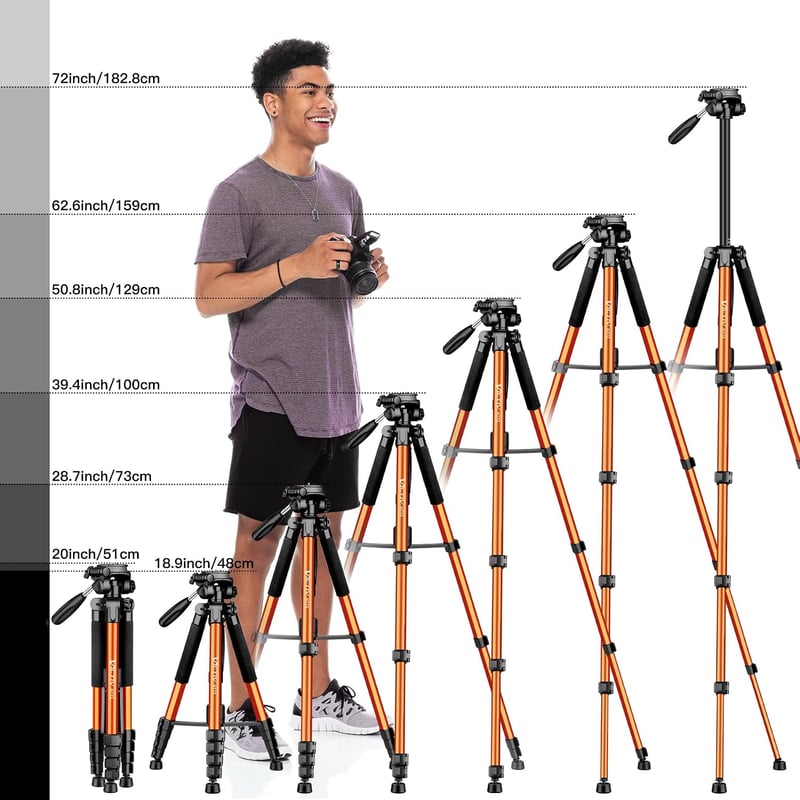 Victiv 72" alumínium tripod panoráma fejjel, telefontartóval és monopod funkcióval