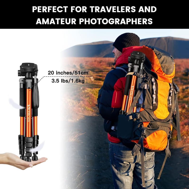 Victiv 72" alumínium tripod panoráma fejjel, telefontartóval és monopod funkcióval