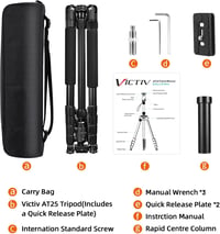 Victiv Kamera Állvány 205 cm Alumínium Utazó Tripod Golyós Fejjel 10 kg Teherbírás Levehető Monopod Hordtáskával Fekete 8