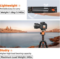 Victiv Kamera Állvány 205 cm Alumínium Utazó Tripod Golyós Fejjel 10 kg Teherbírás Levehető Monopod Hordtáskával Fekete 3