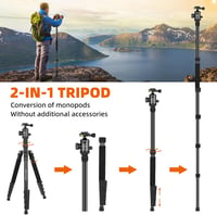 Victiv Kamera Állvány 205 cm Alumínium Utazó Tripod Golyós Fejjel 10 kg Teherbírás Levehető Monopod Hordtáskával Fekete 5
