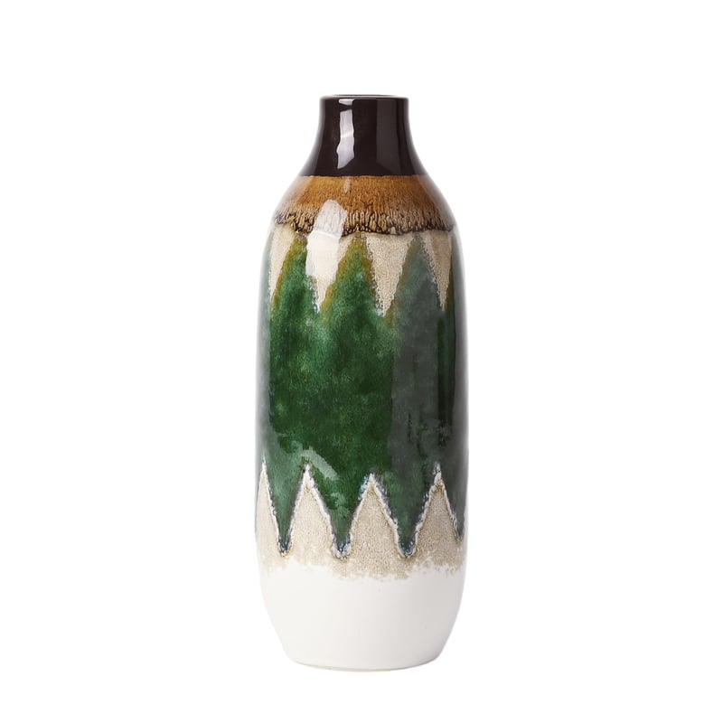 Keramická váza VICTOR&TERESA – pávacia zelená-béžová – 23 cm