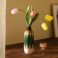 VICTOR&TERESA Porcelán Váza Páva Zöld-Bézs 23cm Otthoni Dekoráció Tulipánhoz 2