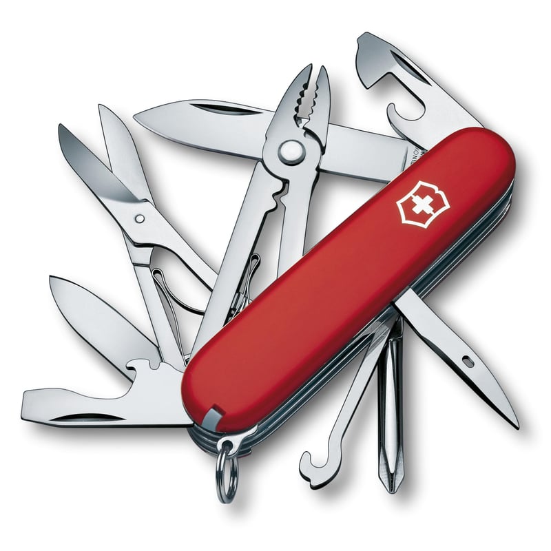 Švajčiarsky vreckový nôž Victorinox Camper s 13 funkciami, červený - vývrtka, otvárač na konzervy, veľká čepeľ, outdoorový multifunkčný nástroj