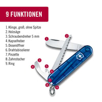 Detský vreckový nôž Victorinox My First Victorinox s 9 funkciami, zaoblenou čepeľou a skrutkovačom, modrý 4