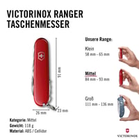 Vreckový nôž Victorinox Ranger – 21-funkčný švajčiarsky nôž s pílkou, dlátom, vývrtkou a otváračom na konzervy, červený 3