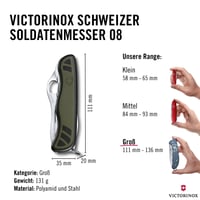Briceag Victorinox Schweizer Soldatenmesser 08 – 10 funcții, lamă cu deschidere cu o singură mână și sistem de blocare, fierăstrău, 111 mm 3