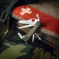 Briceag Victorinox Schweizer Soldatenmesser 08 – 10 funcții, lamă cu deschidere cu o singură mână și sistem de blocare, fierăstrău, 111 mm 2