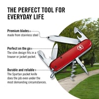 Briceag Victorinox Spartan cu 12 funcții - Lamă, tirbușon, deschizător de conserve, roșu, unealtă multifuncțională elvețiană 5