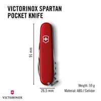 Briceag Victorinox Spartan cu 12 funcții - Lamă, tirbușon, deschizător de conserve, roșu, unealtă multifuncțională elvețiană 3