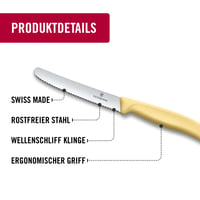 Set noževa za kruh i doručak Victorinox Swiss Classic, 4 komada, nazubljena oštrica 11 cm, narančasta boja, nehrđajući čelik, perivo u perilici posuđa 4