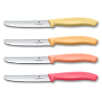 Set noževa za kruh i doručak Victorinox Swiss Classic, 4 komada, nazubljena oštrica 11 cm, narančasta boja, nehrđajući čelik, perivo u perilici posuđa 1