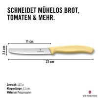 Set noževa za kruh i doručak Victorinox Swiss Classic, 4 komada, nazubljena oštrica 11 cm, narančasta boja, nehrđajući čelik, perivo u perilici posuđa 3