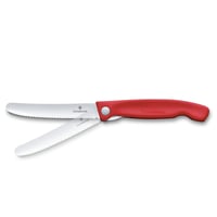 Skladací piknikový nôž Victorinox Swiss Classic so zúbkovanou čepeľou, 11 cm, červený – na krájanie ovocia, zeleniny, klobásy a žemlí, nehrdzavejúca oceľ 1
