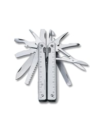 Multifunkčné náradie Victorinox Swiss Tool X s koženým puzdrom, 26-funkčný vreckový nástroj s kombinovanými kliešťami a uzamykateľnou čepeľou 1