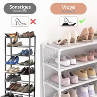 Suport pentru pantofi Vicye cu 10 niveluri, pantofar din metal pentru 50 de perechi de încălțăminte, înălțime 155 cm, organizator de pantofi care economisește spațiu, alb, pentru hol, living 6