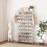 Suport pentru pantofi Vicye cu 10 niveluri, pantofar din metal pentru 50 de perechi de încălțăminte, înălțime 155 cm, organizator de pantofi care economisește spațiu, alb, pentru hol, living 7
