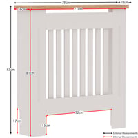 Kryt na radiátor Vida Designs Arlington, biely, malý, 83,3x78x19 cm, moderný štýl Shaker, vertikálne lamely, MDF, lakovaný, s policou, cirkulácia tepla 3