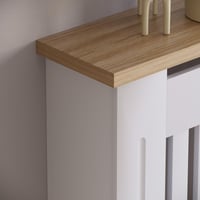 Kryt na radiátor Vida Designs Arlington, biely, malý, 83,3x78x19 cm, moderný štýl Shaker, vertikálne lamely, MDF, lakovaný, s policou, cirkulácia tepla 4