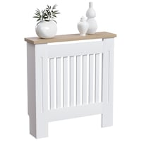 Kryt na radiátor Vida Designs Arlington, biely, malý, 83,3x78x19 cm, moderný štýl Shaker, vertikálne lamely, MDF, lakovaný, s policou, cirkulácia tepla 1
