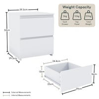 Noptieră Vida Designs Denver cu 2 sertare, alb, 40 x 29,5 x 29,5 cm, mobilier pentru dormitor 2
