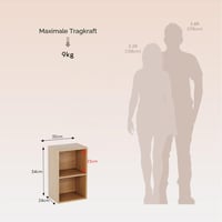 Bibliotecă cu 2 rafturi Vida Designs Oxford, culoare stejar, 54x32x24 cm, piesă de mobilier modernă pentru living și birou 3