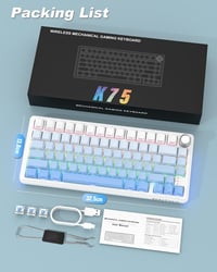 VidaTeco K75 75%-os vezeték nélküli mechanikus billentyűzet, RGB, Hot-Swap, 8000 mAh 8