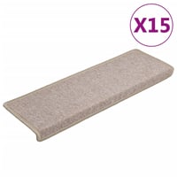 vidaXL 15 db lépcsőszőnyeg 65x21 cm bézs téglalap alakú 1