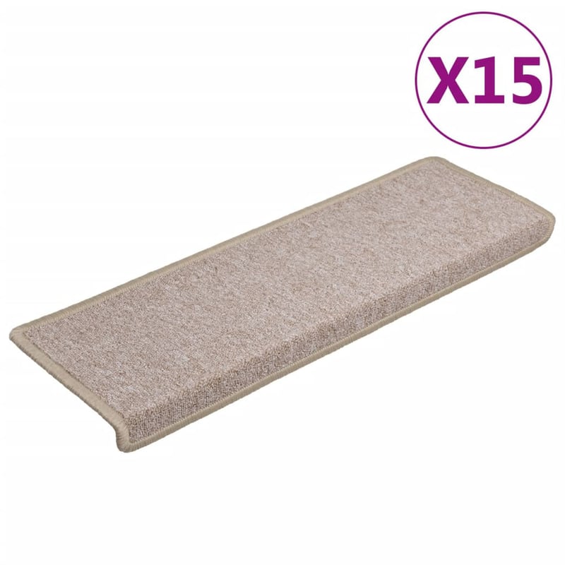 vidaXL 15 db lépcsőszőnyeg 65x21 cm bézs téglalap alakú
