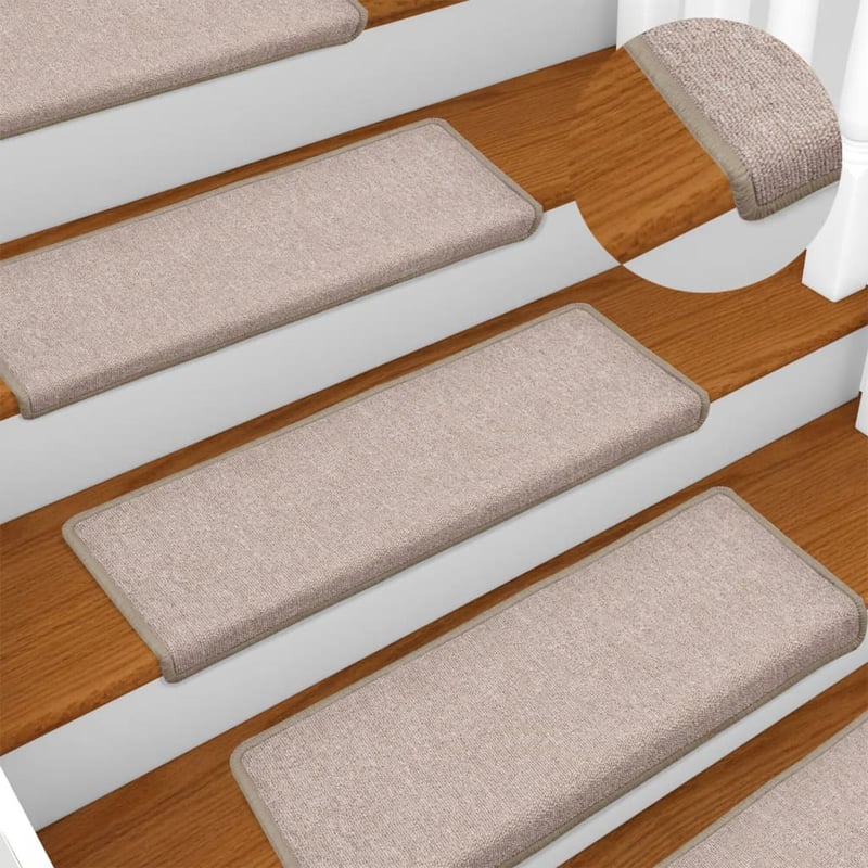 vidaXL 15 db lépcsőszőnyeg 65x21 cm bézs téglalap alakú