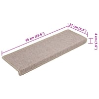 vidaXL 15 db lépcsőszőnyeg 65x21 cm bézs téglalap alakú 8