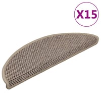 vidaXL 15 db szizál hatású lépcsőszőnyeg sötét bézs 56x17 cm 1