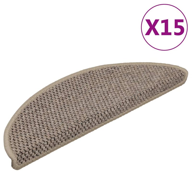 vidaXL 15 db szizál hatású lépcsőszőnyeg sötét bézs 56x17 cm