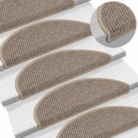 vidaXL 15 db szizál hatású lépcsőszőnyeg sötét bézs 56x17 cm 6