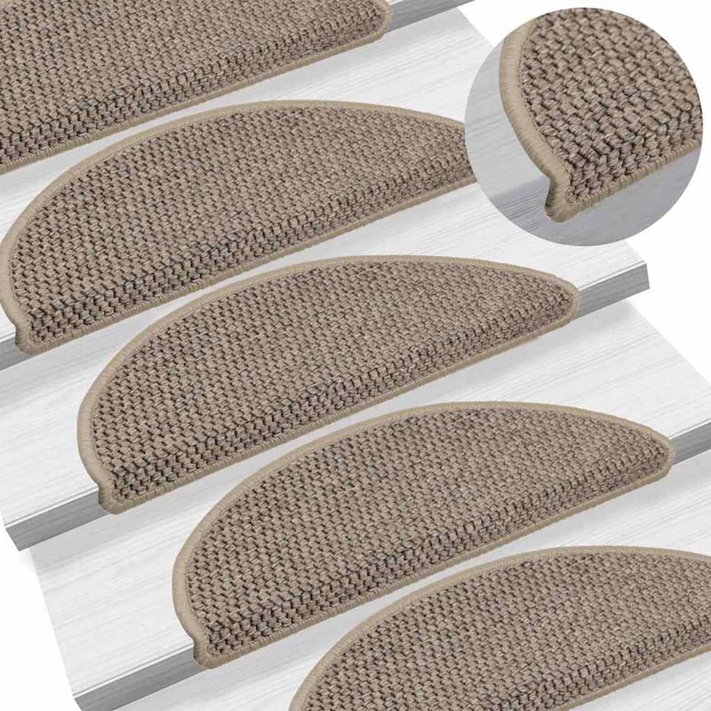 vidaXL 15 db szizál hatású lépcsőszőnyeg sötét bézs 56x17 cm
