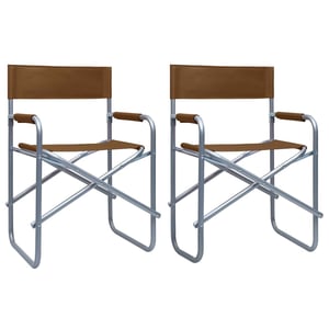 vidaXL Set de 2 Scaune de Regizor Pliabile, Oțel, Maro, 48x57x79 cm - Defect cosmetic (Defect de vopsea pe piciorul scaunului) (stare: vezi a 2-a imagine)