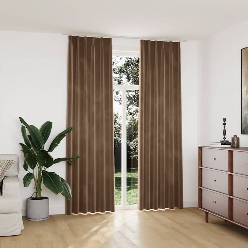 vidaXL 2 db bézs bársony sötétítőfüggöny kampókkal 140x245 cm