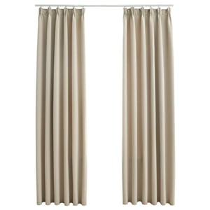 Set 2 draperii opace vidaXL cu cârlige - bej - 140x245 cm