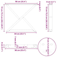 vidaXL 2 db fekete acél étkezőasztal láb 90x72-73,3 cm 10