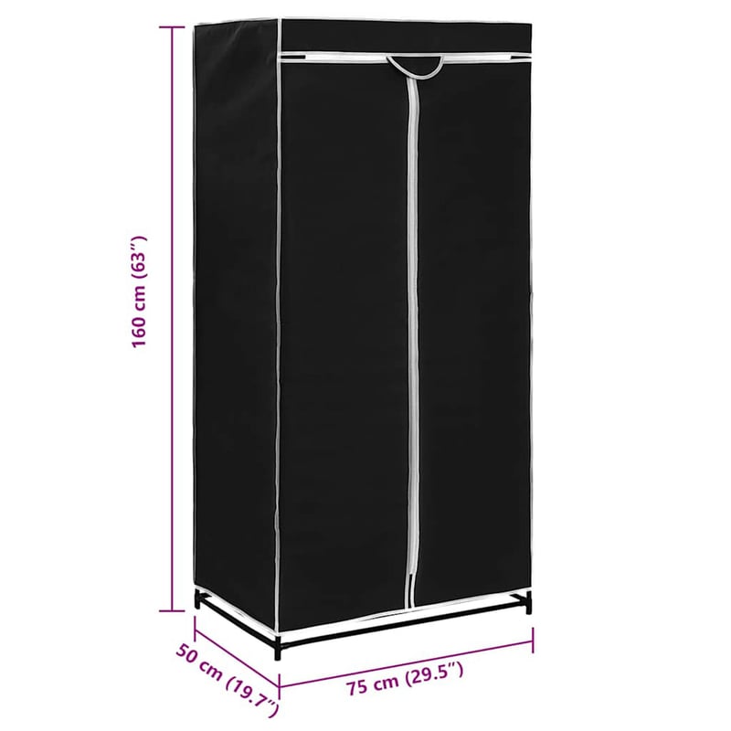 vidaXL 2 db fekete ruhásszekrény 75x50x160 cm
