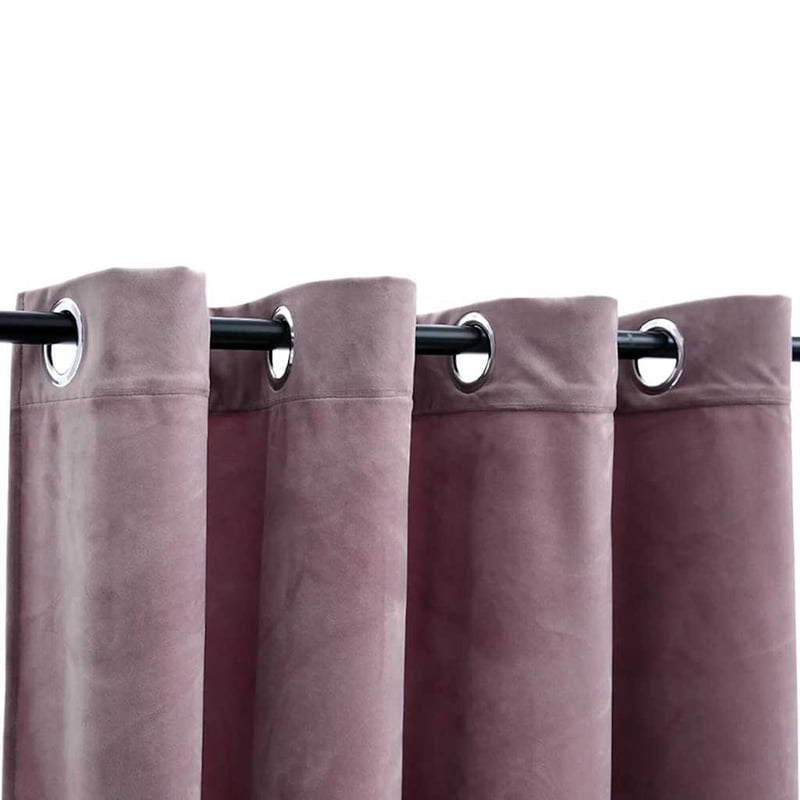 vidaXL 2 db rózsaszín bársony sötétítőfüggöny gyűrűkkel 140x245 cm