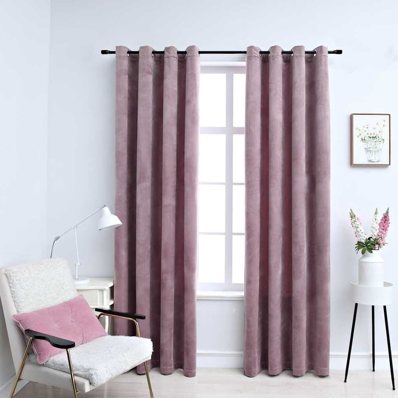 vidaXL 2 db rózsaszín bársony sötétítőfüggöny gyűrűkkel 140x245 cm
