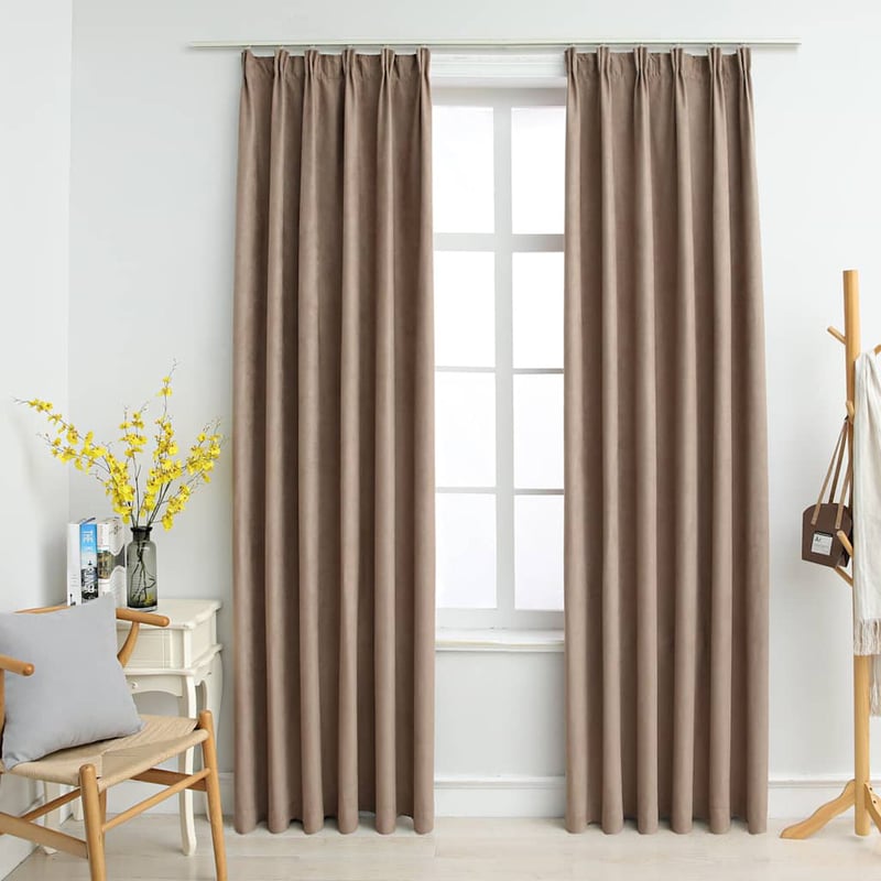 vidaXL 2 db Sötétítőfüggöny Kampókkal 140x245 cm Tópszínű