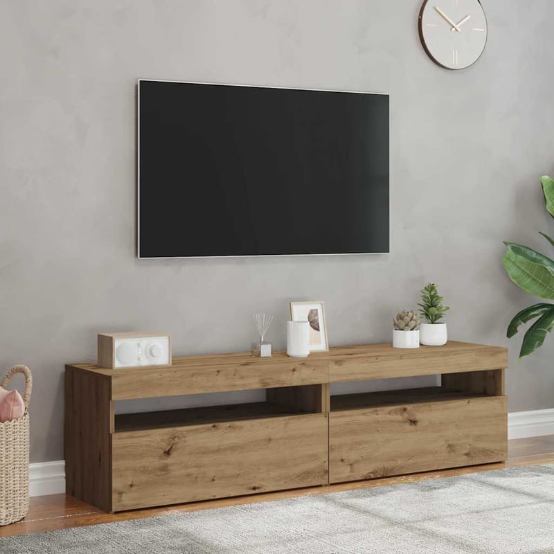 vidaXL 2 db tölgy TV-szekrény LED-lámpákkal szerelt