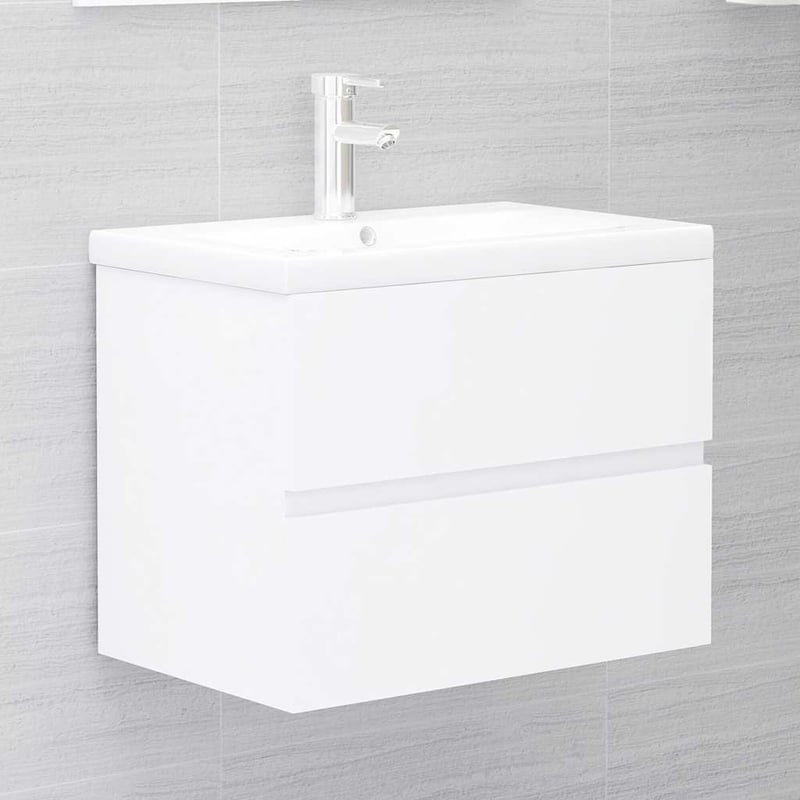 Set mobilier de baie vidaXL din 2 piese, alb, lemn prelucrat