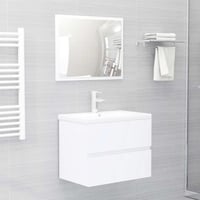 Set mobilier de baie vidaXL din 2 piese, alb, lemn prelucrat 2