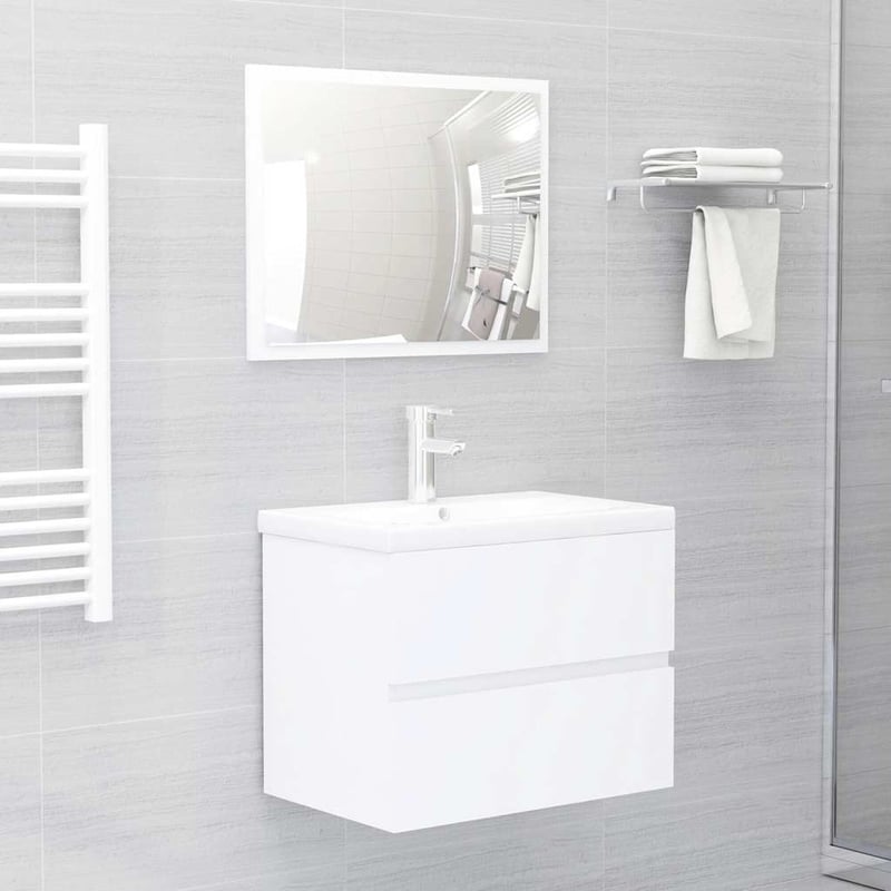 Set mobilier de baie vidaXL din 2 piese, alb, lemn prelucrat