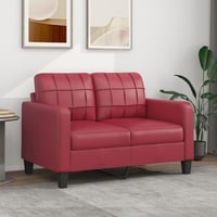 vidaXL 2 személyes bordó műbőr kanapé 120 cm 2