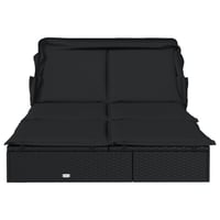 vidaXL 2 személyes fekete polyrattan napágy tetővel 213x118x97cm 6